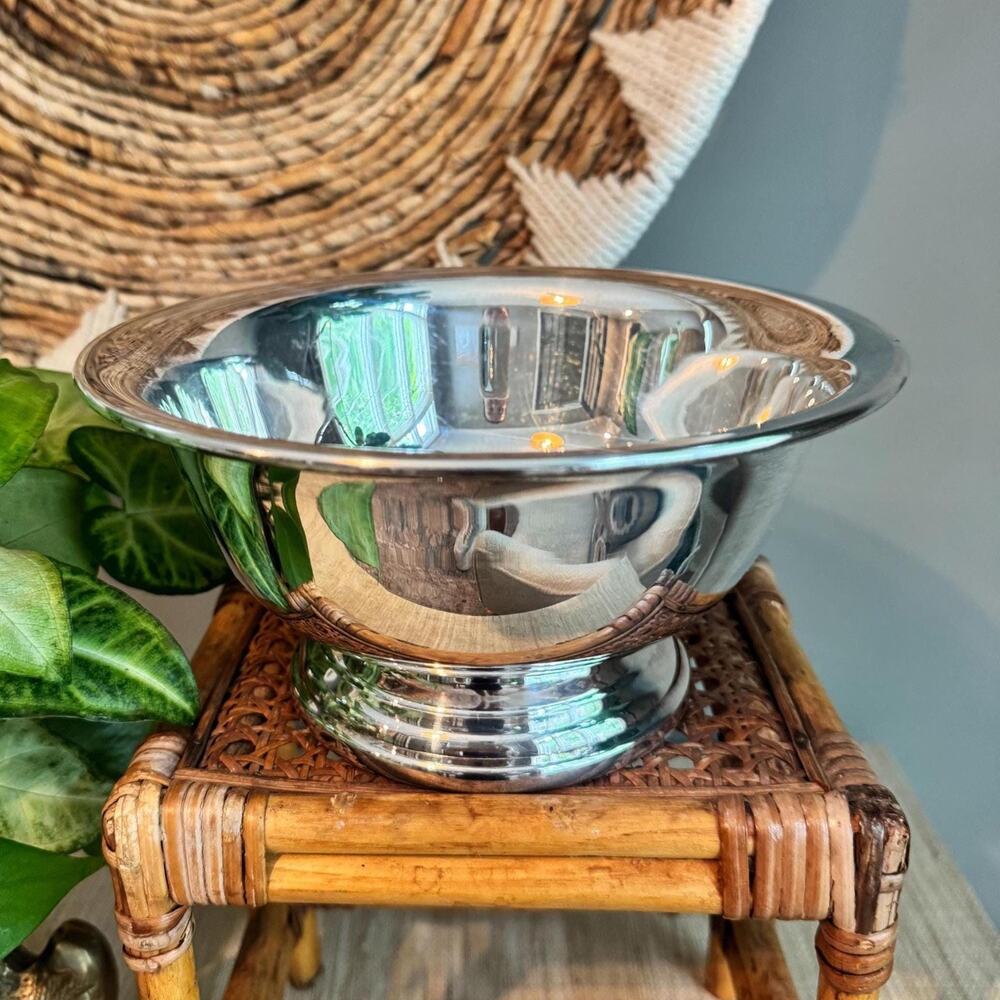 Vintage Poole Silver Paul Revere Silverplate Pedestal Bowl 8"